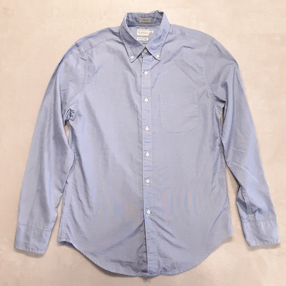 J.Crew Mens LS Secret Wash Button Shirt S Solid Blue 100's 2-ply Yarn Classic